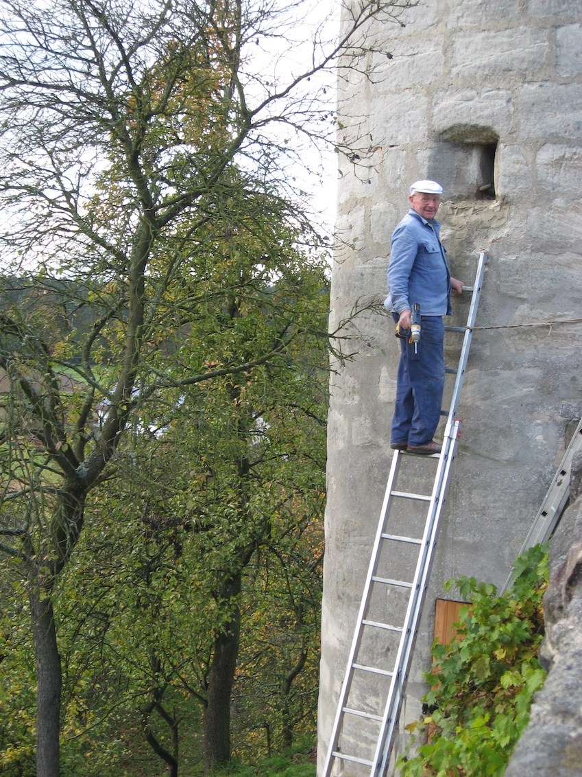 Person auf Leiter